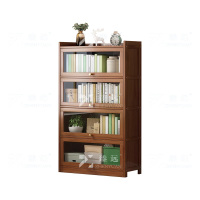 臻远ZY4100917 书架置物架落地简易家用书柜带门防尘储物柜 五层80茶色