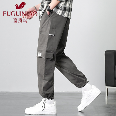 富贵鸟（FUGUINIAO）2021春季新款工装裤男宽松束脚潮流韩版潮牌新款男士运动休闲长裤