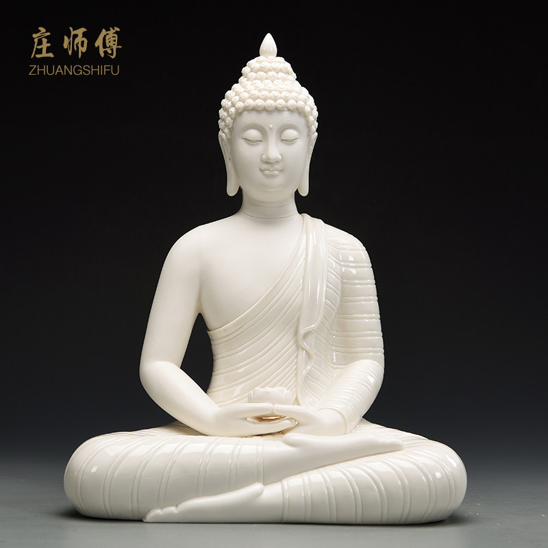 陶瓷东南亚佛像释迦摩尼阿弥陀佛药师佛菩提如来佛像摆件 三维工匠 释迦摩尼佛(黄色)