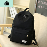 简约纯色双肩包女帆布休闲男背包韩版小清新中学生书包女旅行包NEW LAKE 黑色