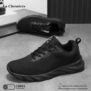 La Chessiers户外跑步鞋男2025年新款大码飞织网面透气男鞋低帮超轻休闲运动鞋