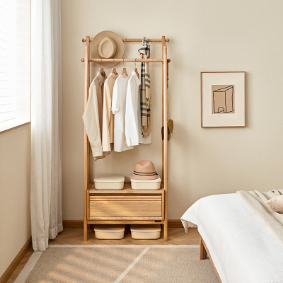 全友家居实木挂衣架落地现代简约卧室储物架家用多功能衣帽架