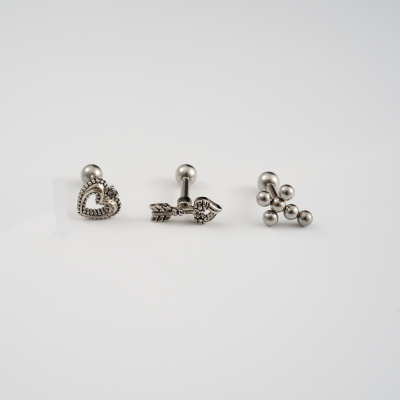 jda韩国进口创意耳饰复古爱心十字架丘比特小巧迷你耳骨钉送女朋友老婆情人节七夕生日礼物