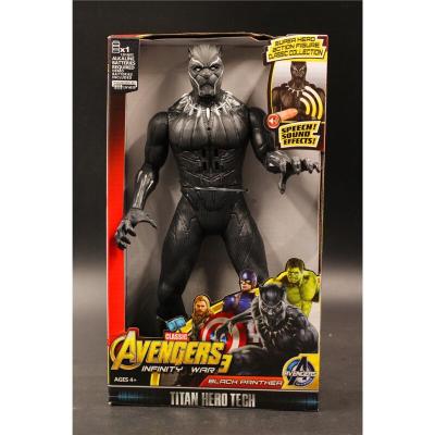 声光版12寸复仇者联盟钢铁侠3绿巨人美国队长黑豹蜘蛛侠人偶玩具黑豹S声光版30厘米