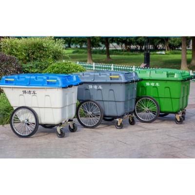 匹牧商用户外小型户外垃圾桶车灰色400L带轮单位:个