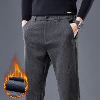 休闲裤男士小脚商务西裤秋冬新款加绒潮流百搭修身直筒长裤子