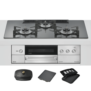 日本代购林内DELICIA75(液晶版 带深烤盘 )燃气灶嵌入式天然气RHS72W38M15RCSTW毛绒银24年新款