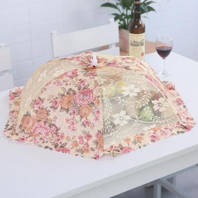 敬平(JING PING)长方形塑料餐桌伞折叠圆形遮菜罩厨房大号饭桌盖剩饭菜食物网罩子 圆形金色直径约78cm饭罩