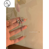 JiMi不对称蝴蝶耳环轻奢小众设计感高级耳钉女冷淡风耳饰无耳洞耳夹