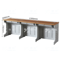 臻远ZY4012418隐藏式翻转电脑桌培训桌教室机房多媒体学习桌办公桌B款三人位