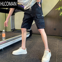 HLCOMAN迷彩工装短裤男士夏季2025新款痞帅五分裤直筒男装休闲中裤子