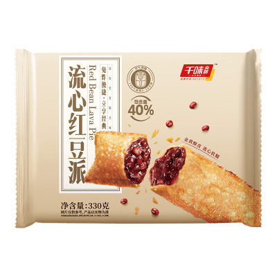 千味央厨红豆派金黄酥皮酥脆口感软糯香甜薄厚均匀330g(包装随机)