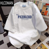 HLCOMAN美式潮牌复古短袖T恤男夏新款字母小众宽松情侣上衣