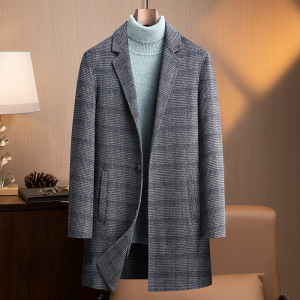 秋冬新款双面毛呢羊毛大衣男修身中长款羊绒妮子大衣风衣男装外套