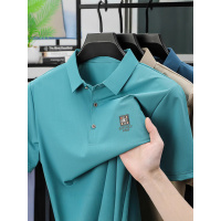 夏季新款男士短袖T恤翻领中年商务休闲polo衫纯色薄款半袖男装T恤