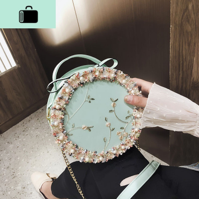 夏天小包包女2020新款仙女蕾丝花朵小圆包韩版可爱链条单肩斜挎包NEW LAKE女斜挎包