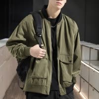 [2.5折价105元]唐狮外套男秋季棒球领净色梭织外套棒球服外套男夹克外套男男装外套