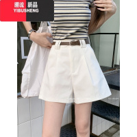 YIBUSHENG通勤百搭~卡其色西装休闲短裤女高腰a字阔腿裤宽松直筒短裤