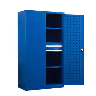 鑫升顺重型工具柜加厚物件工具储物柜工厂铁皮柜汽修厂零件收纳柜蓝色四层二抽带挂板
