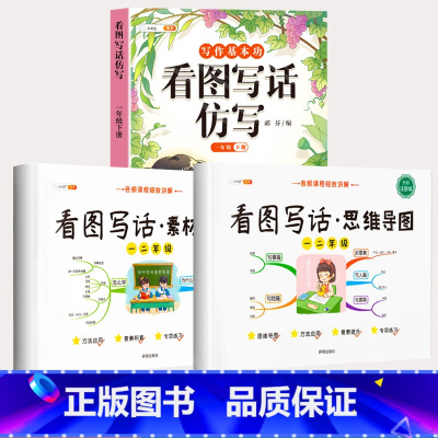 讲练结合》看图写话2本+看图仿写下册 小学通用 [正版]/看图写话思维导图素材积累一年级二年级说话训练每日一练语文专项练