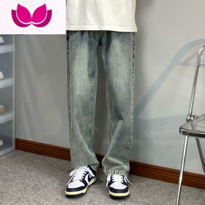 七斓ins复古灰色水洗直筒牛仔裤男女款宽松休闲百搭显瘦垂感潮牌长裤