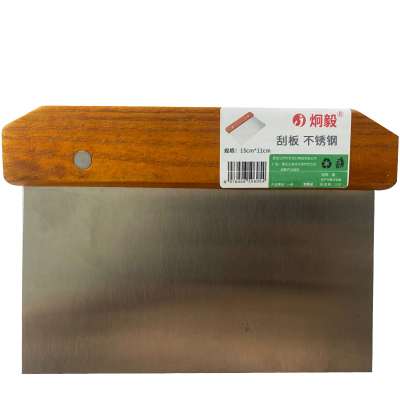 炯毅 木柄不锈钢切面刀肠粉刮面粉刮板蛋糕刮刀面团切刀 刮板 不锈钢 15cm*11cm 个
