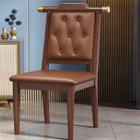 白寅 BY-KFSRB 中式软包靠背椅实木椅子 胡桃色+咖啡色软包(单位:把)