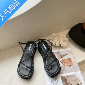 SUNTEK仙女风法式厚底罗马高跟套趾夹趾一字扣凉鞋女2023新款夏季配裙子