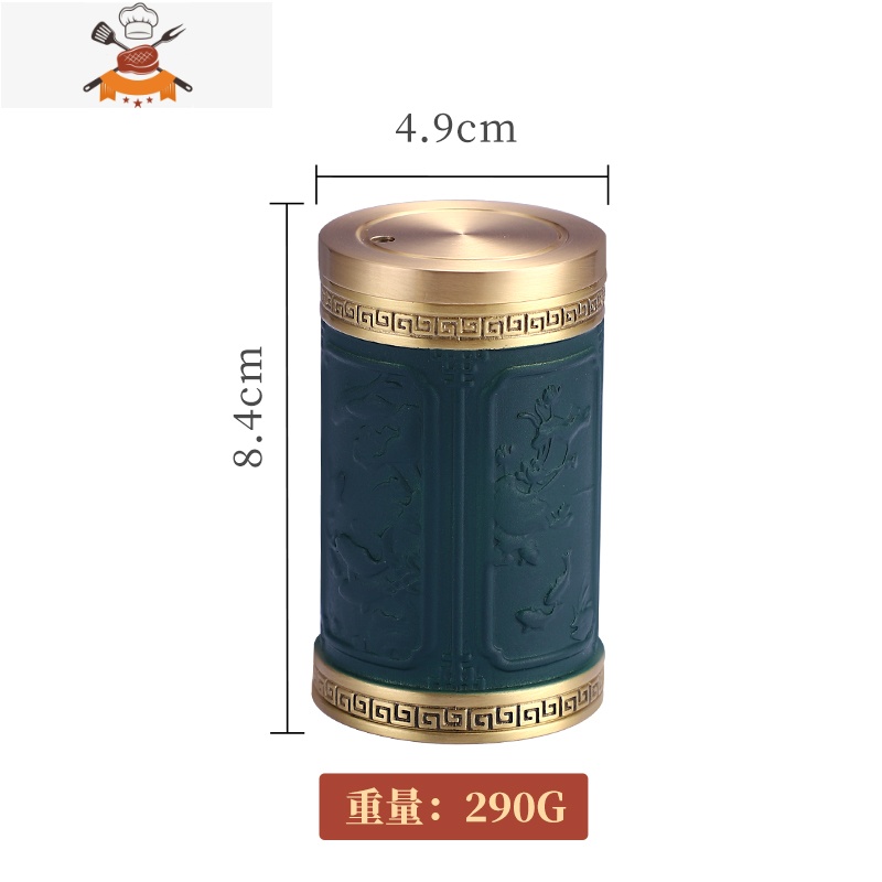 纯铜牙签筒精品创意个性家用牙签盒便携式卧室餐厅客厅防尘牙签罐 敬平 年年有余[墨绿色]