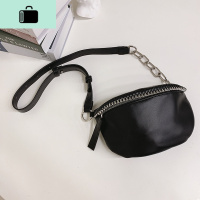 斜挎胸包女2020新款秋冬斜跨洋气百搭ins潮黑复古质感链条腰包女NEW LAKE 黑色女斜挎包