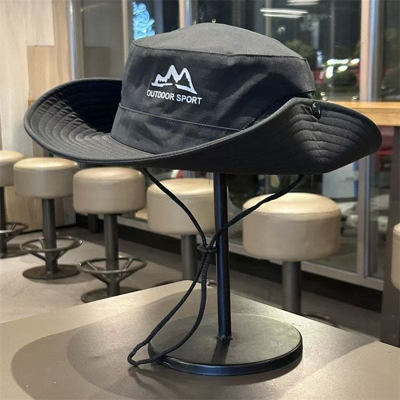 户外登山帽子男士防紫外线网眼速干透气徒步露营防水女牛仔渔夫帽