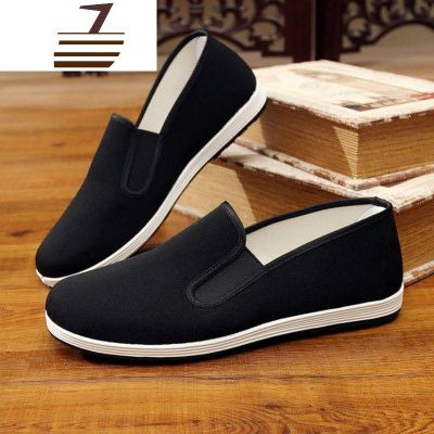 尗卡2020中国风古装汉服搭配布鞋男中青年古风道士鞋传统老式黑休闲鞋