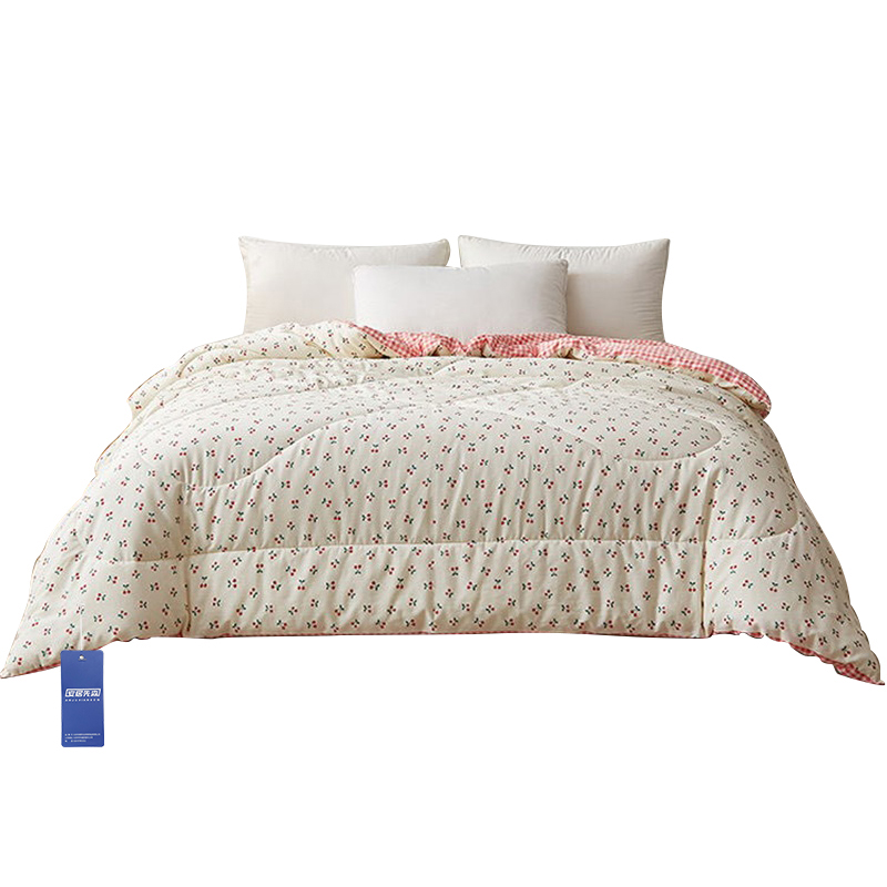 安居先森高支高密纯棉印花被面新疆棉纯棉花被5斤200*230cm樱桃(条)