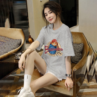 [1折价29.9元,叠加优惠券]帕丁顿熊联名清凉夏季新款情女士短袖T恤女宽松纯棉打底衫