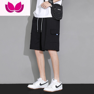 七斓短裤男士夏季薄款潮流潮牌宽松百搭直筒纯色大口袋运动休闲裤子男