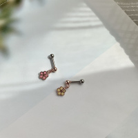 HanFanZ韩国进口饰品迷你彩色滴油樱花朵耳钉女骨钉钛钢杆送女朋友老婆情人节七夕生日礼物