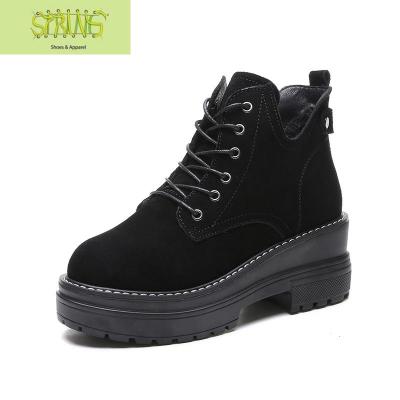 秋季靴子马丁靴女增高7cm厚底内增高短靴女春2020新款小个子女鞋语娄