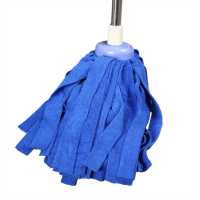 拖把家用免手洗一拖净干湿两用纯棉毛巾布吸水圆地拖布条棉布 一杆一头 蓝色