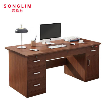 盛松林 办公桌 1400*600*750(140cm深胡桃5抽1柜 张