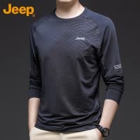 Jeep吉普男士长袖t恤春季新款宽松套头打底衫休闲运动圆领上衣男