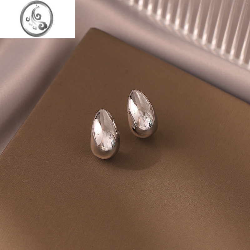 JiMi冷淡风极简时髦银色金属小耳环甜酷洋气通勤耳钉蚊香盘无耳洞耳夹