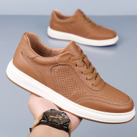 头层牛皮2026夏季新款男鞋凉鞋真皮镂空透气男款打孔鞋男鞋皮鞋潮