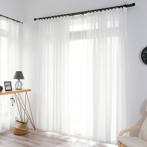 添福运 窗帘纱帘白纱透光不透人窗帘窗纱白色布料阳台半遮光帘子沙飘窗北欧简约落地窗纱白色纱帘