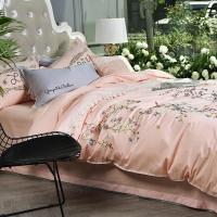 美帮汇60支贡缎长绒棉四件套刺绣全棉全棉埃及棉高端绣花被套1.8/2.0m床