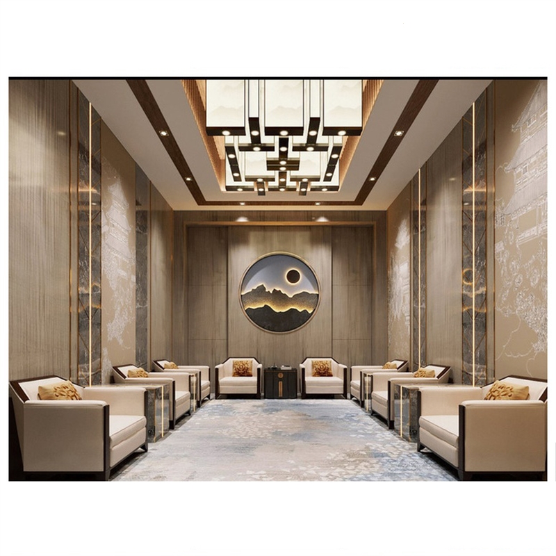 会议室贵宾接待会客沙发古达新中式布艺真皮商务洽谈家具