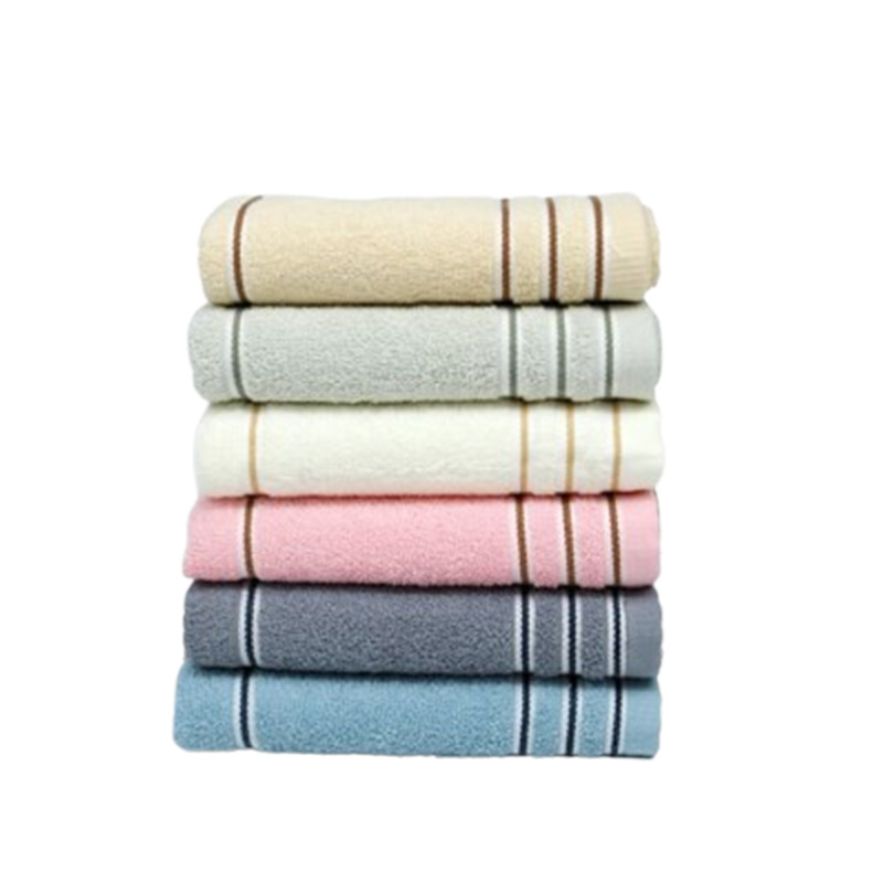 洁丽雅毛巾1条装70*34cm柔软吸水素色条纹擦脸洁面巾7377(颜色随机)