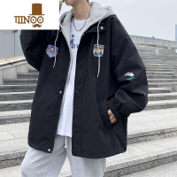 YANXU假外套男士2022新款潮牌休闲青少年连帽冲锋夹克男