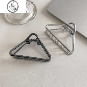 JiMi简约金属三角发夹女后脑勺半扎发抓夹ins风发卡盘发鲨鱼夹子头饰