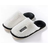 DREHA 家居家用防滑软底情侣毛毛绒保暖棉鞋 棉拖鞋 36-37(适合35-36的脚穿 )白色