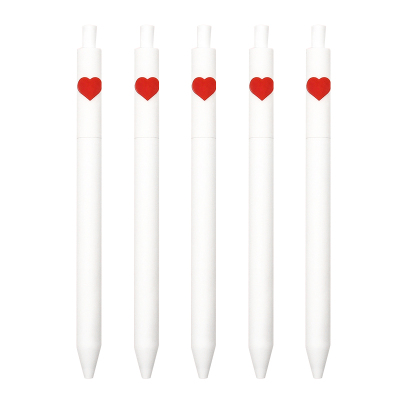 5mm kaco爱心笔黑色笔芯按动式中性笔字母笔水性大学生考试用白色磨砂